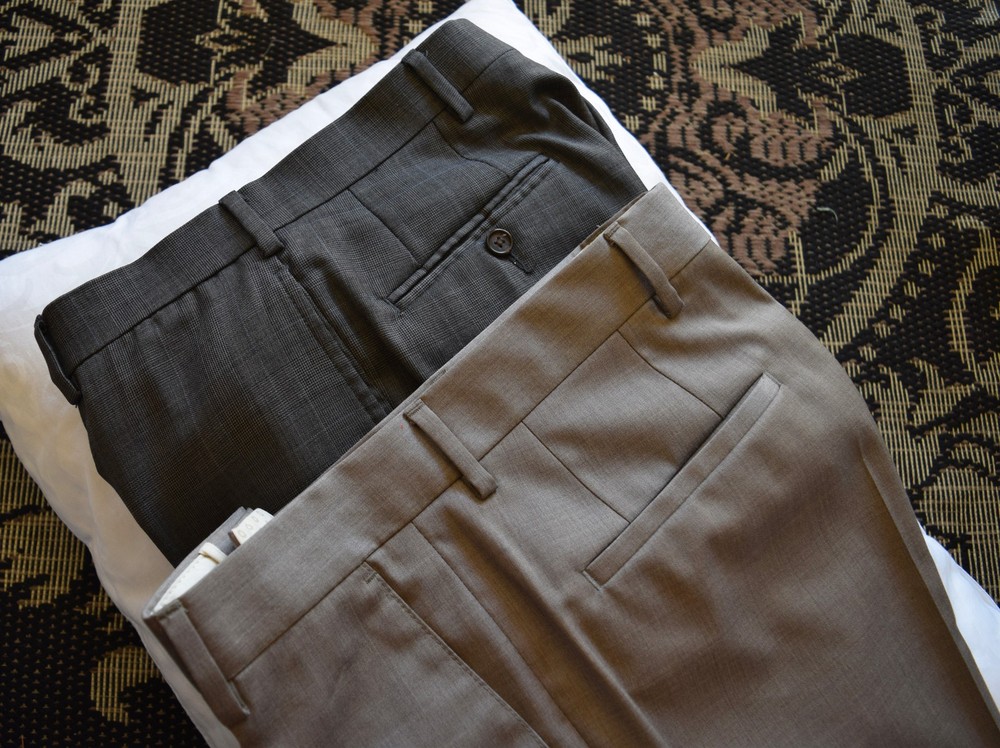 (2) HUGO BOSS MEN'S 30 x 29 Slim Fit Dress Pants 100% Wool NAVY & GREY