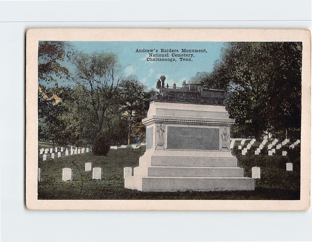 Postcard Andrew's Raiders Monument National Cemetery Chattanooga Tennessee USA