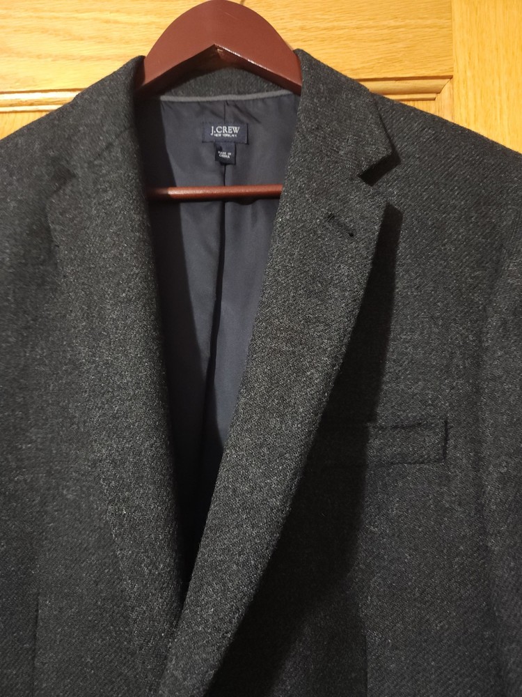 J.Crew Blazer Mens Coat Charcoal Gray 38R Ludlow Yorkshire Tweed English Moon
