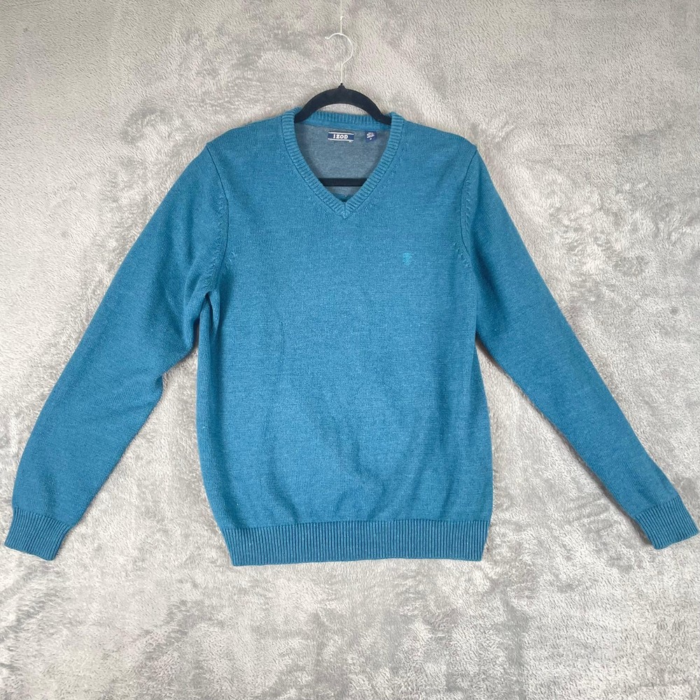 Men's IZOD Premium Essentials Classic-Fit V-Neck Blue Sweater: Size Medium
