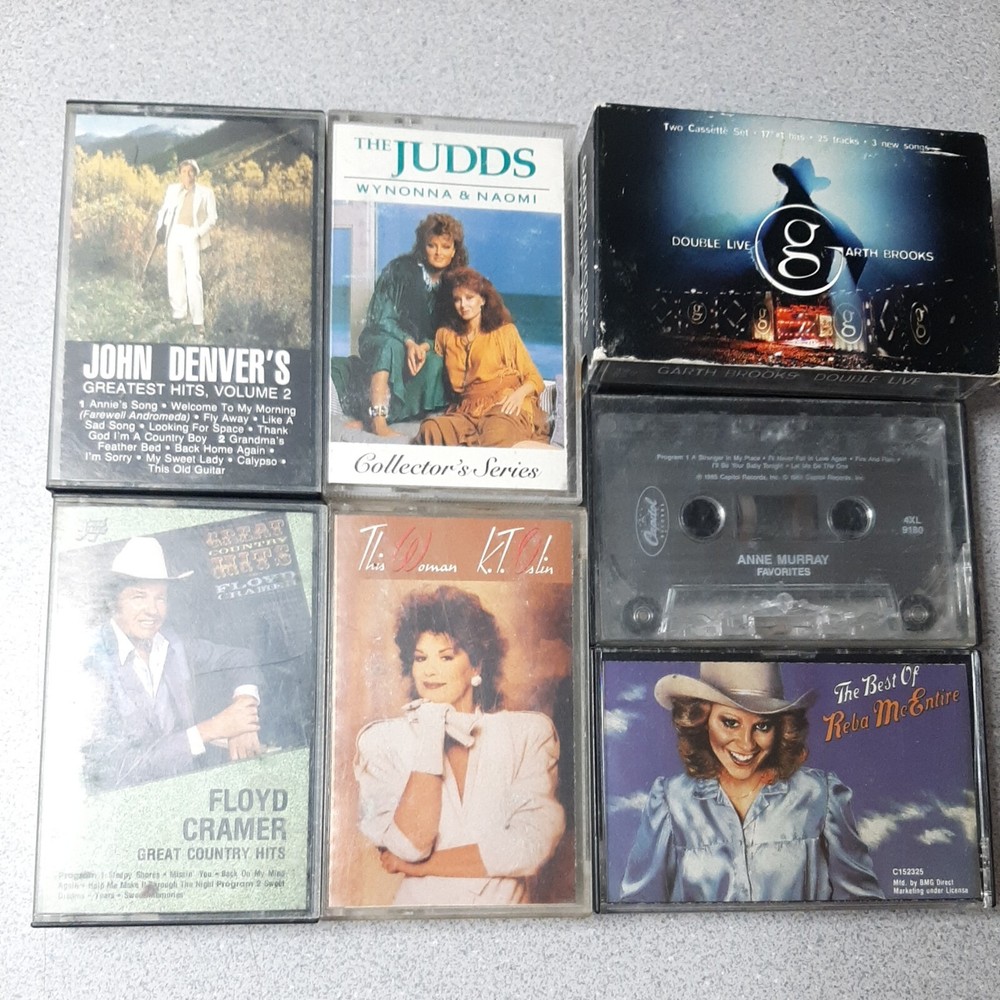 Cassette Tapes Lot of 7 Country Classics Garth Brooks Judds Reba John Denver