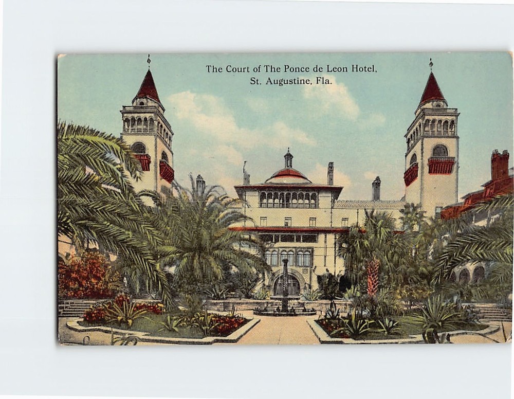 Postcard The Court of the Ponce de Leon Hotel St Augustine Florida