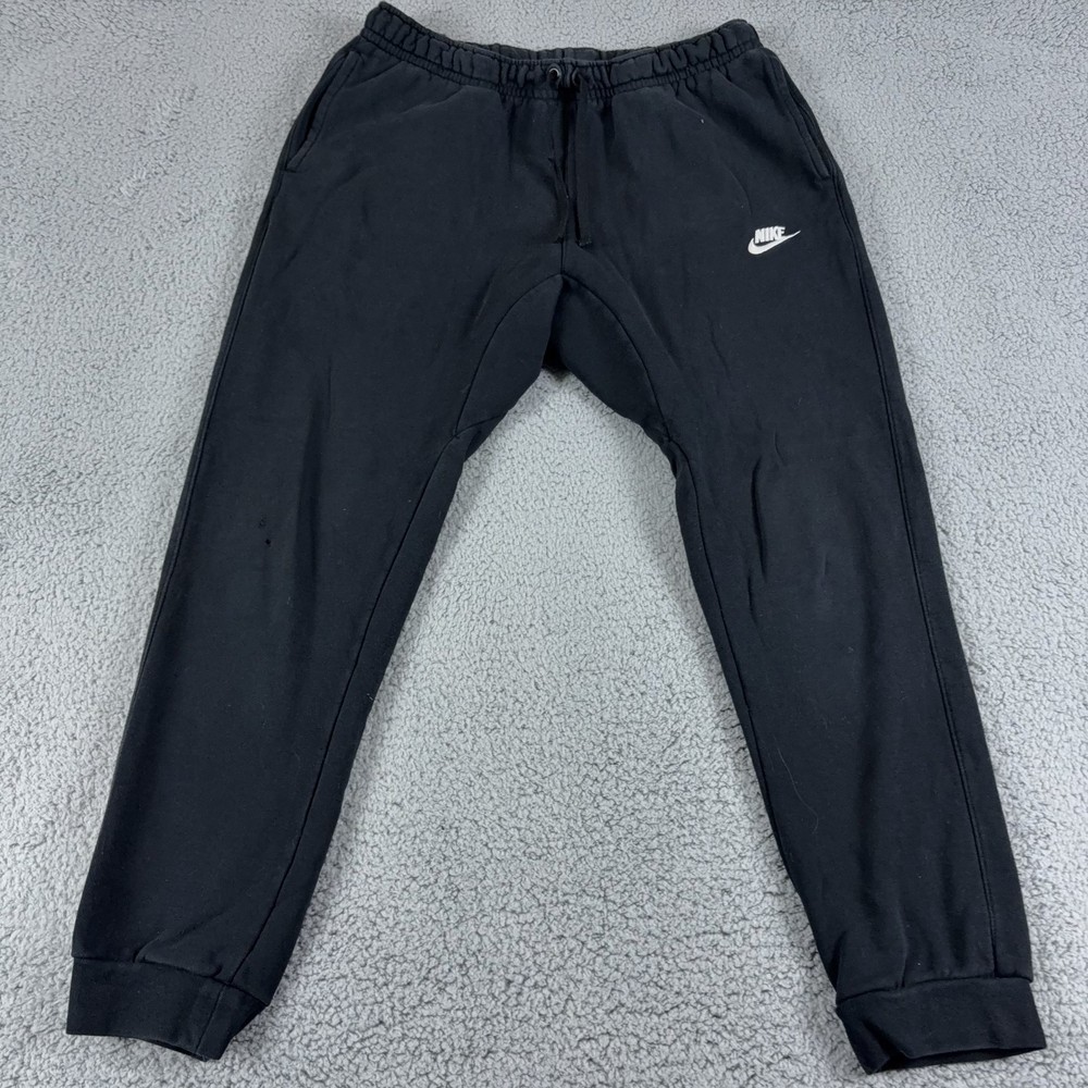 Nike Sportswear Club Fleece Joggers Mens Large Black Sweatpants Cuffed Casual