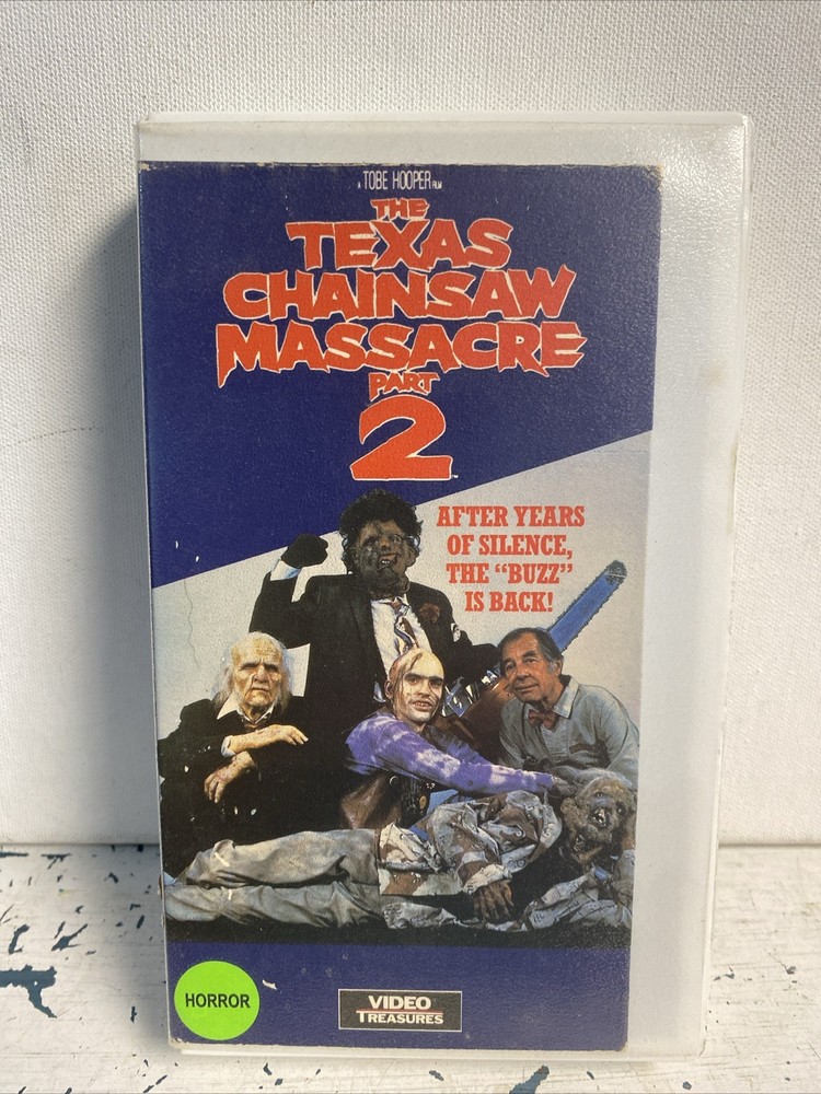 The Texas Chainsaw Massacre Part 2 Vintage VHS Horror Movie Cut Box As Is