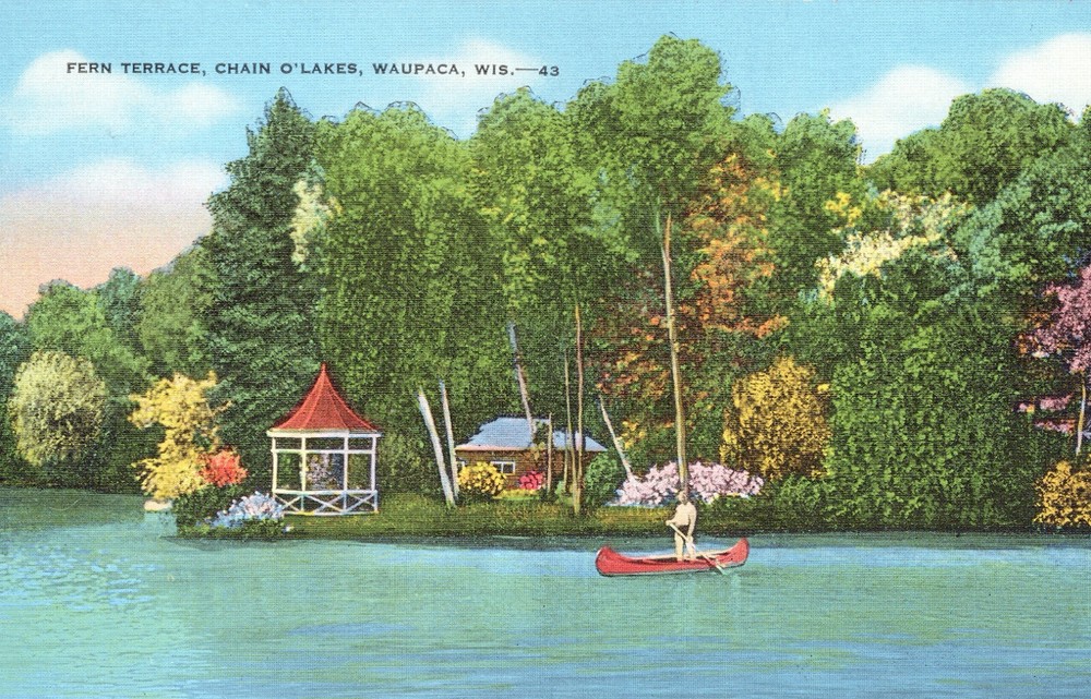 Fern Terrace Chain O'lakes Waupaca Wisconsin Postcard
