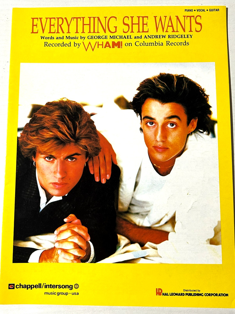 wham everything she wants  vintage sheet music piano guitar
