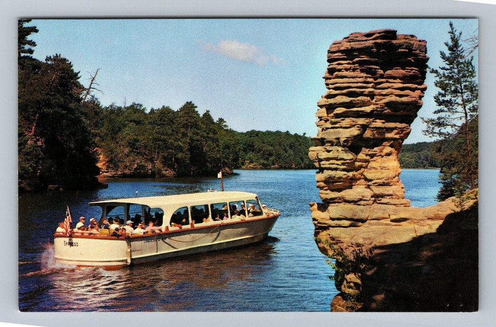 Wisconsin Dells WI Wisconsin Chimney Rock in Upper Dells Vintage Postcard