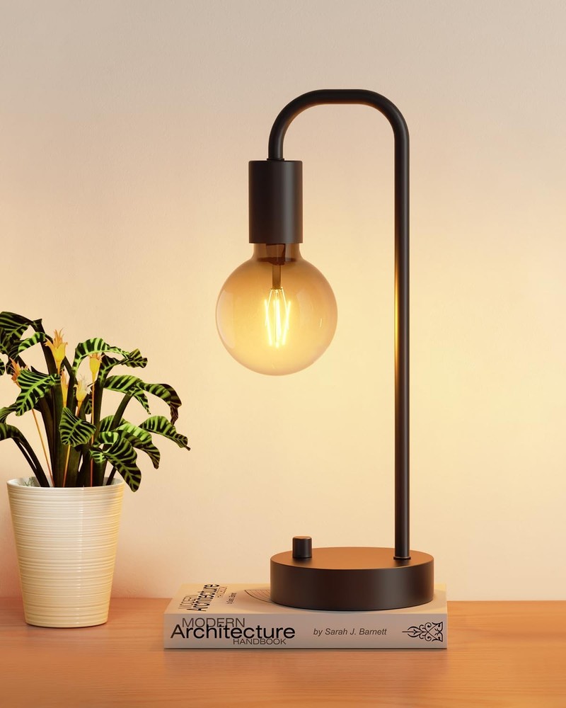 Industrial Table Lamp for Bedroom, Fully Dimmable Modern Bedside Lamps with 2...
