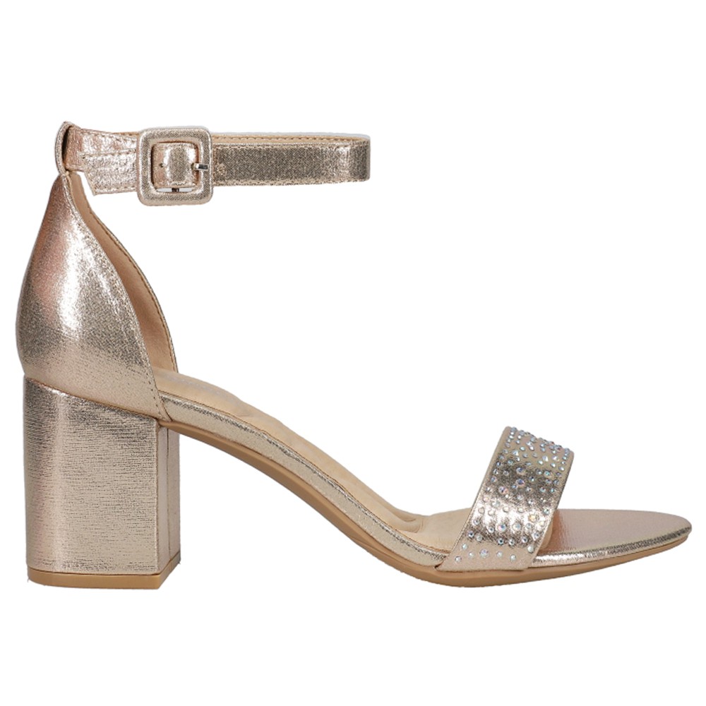 CL by Laundry Jolly Gold Metallic Rhinestone Wedding Heels for Women