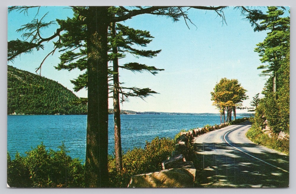 Vintage Ocean Drive Acadia National Park Maine Postcard Plasticchrome-image