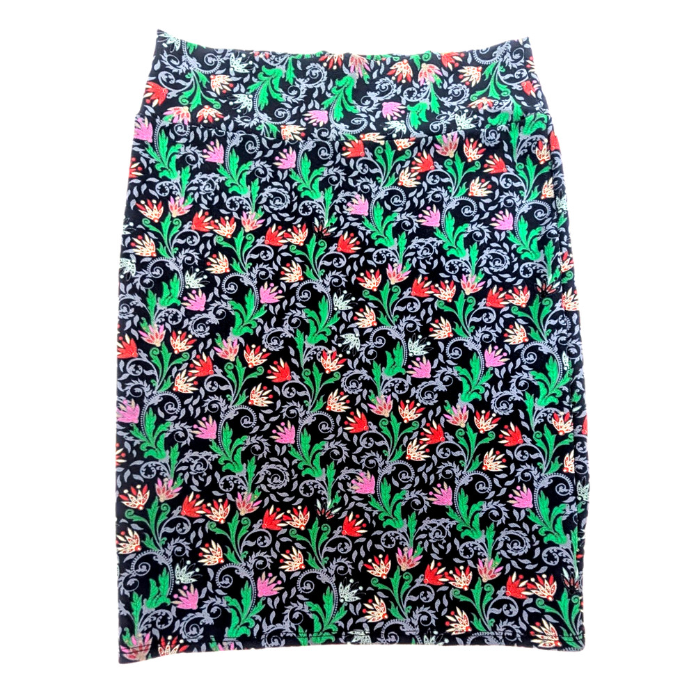 LuLaRoe Cassie Skirt Size XL Floral Pencil Stretch Knit Feminine Everyday Wear