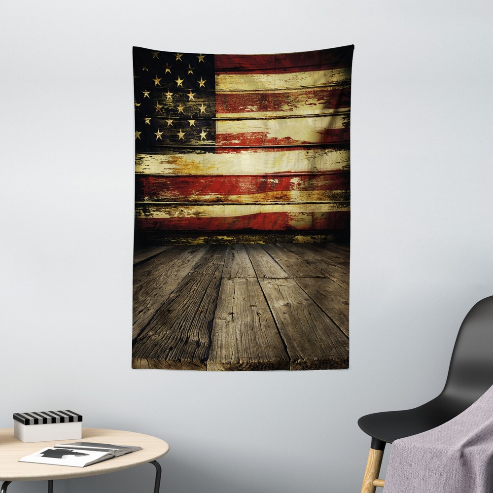 United States Tapestry Vintage Flag Wood Print Wall Hanging Decor