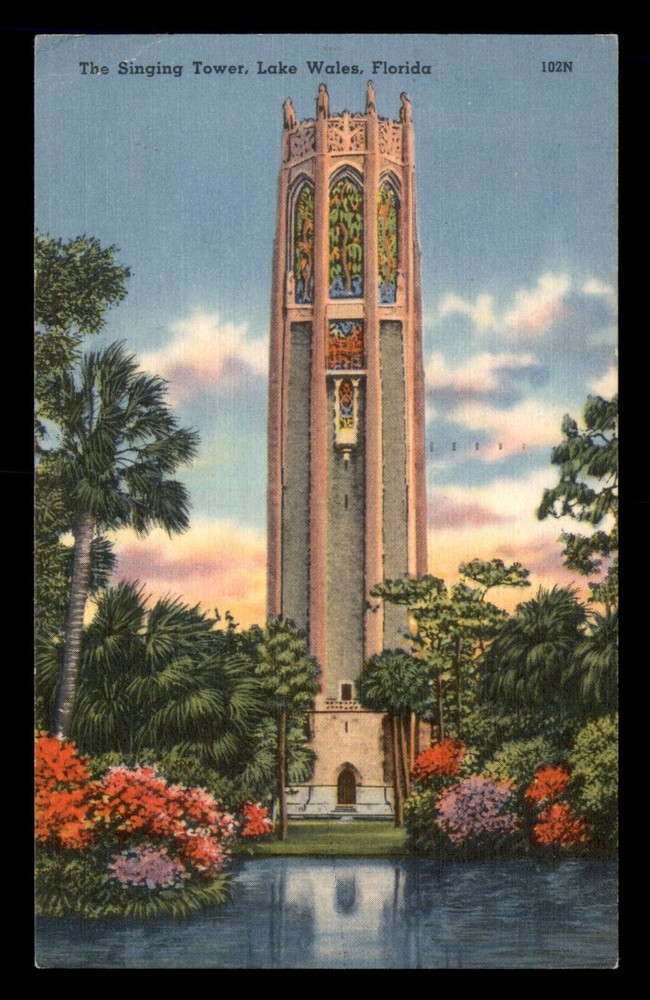 The Singing Tower Lake Wales Florida FL Linen Posted Postcard