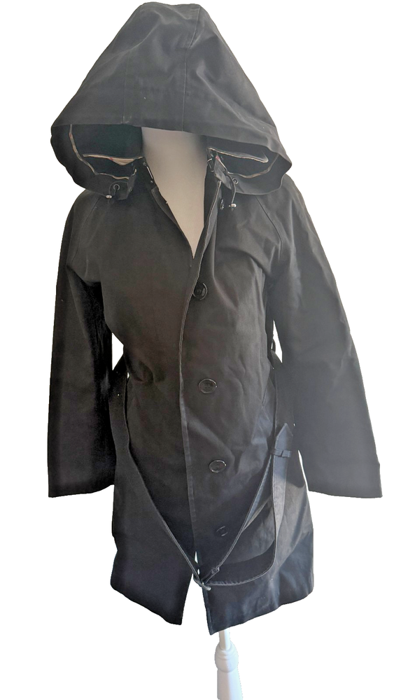 Burberry Black  Women's Trench Coat with Hood Size 4 Petite