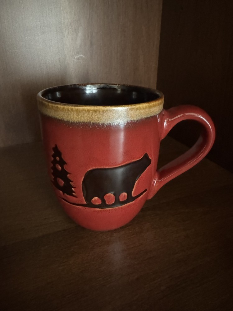 Home Studio Woodland Bear & Pine Tree Coffee Mug Cup 14 oz