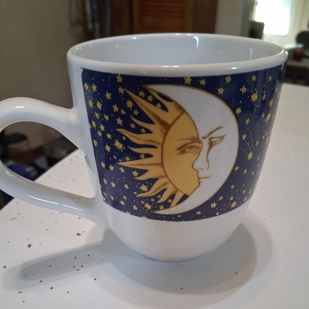 Vintage Oneida Galaxy Celestial Sun Moon Stars Stoneware Mug Cup 90s