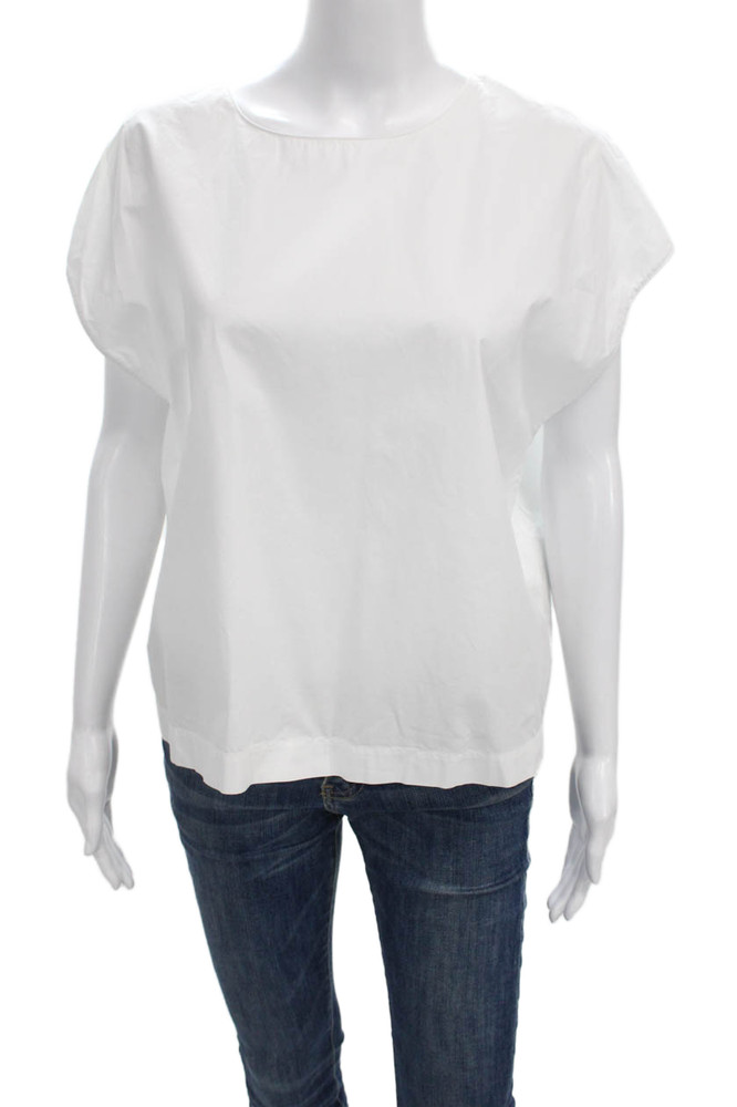 Massimo Dutti Women White Cotton Round Neck Sleeveless Basic Blouse Size SFree Shipping in US $100+ Orders | $6.95 Orders Below
