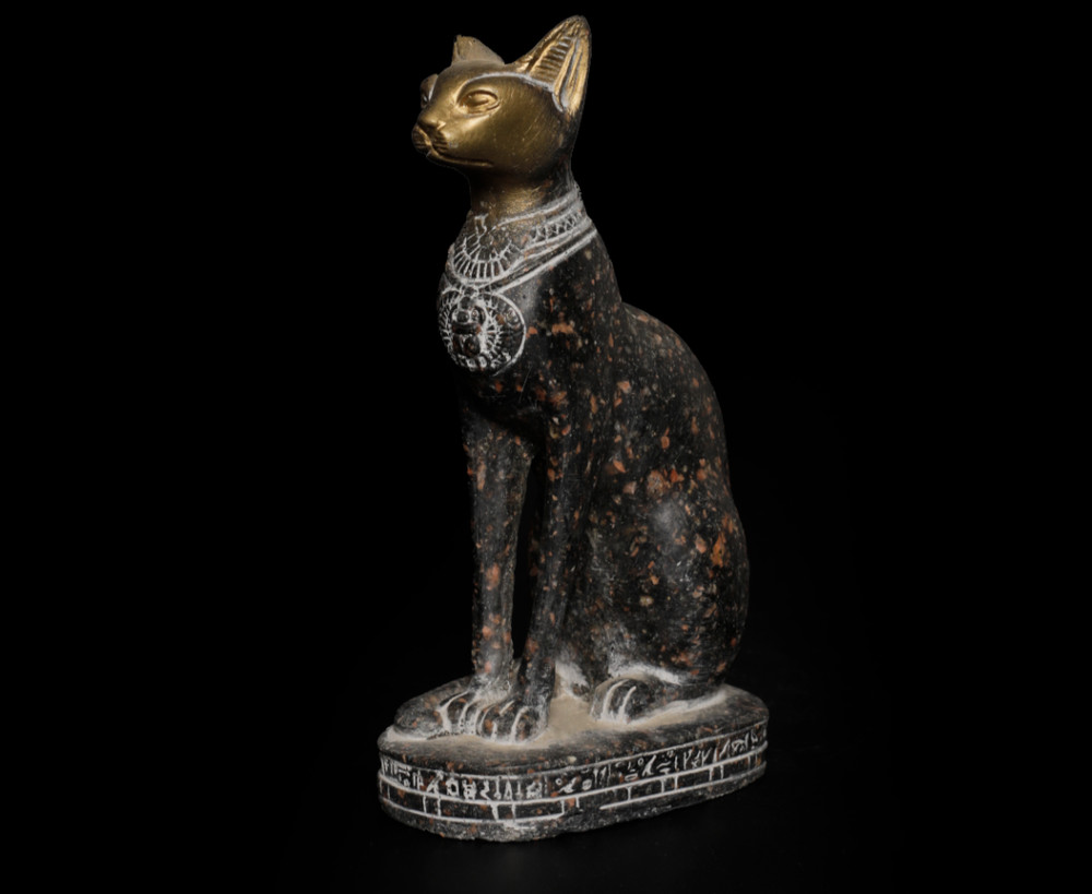 Ancient Egyptian Bastet Cat Statue Rare Antique Black Stone Goddess Figure BC