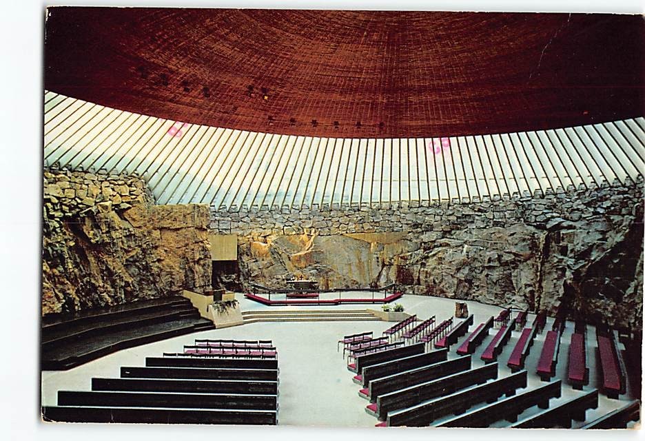 Postcard Temppeliaukio Church Helsinki Finland