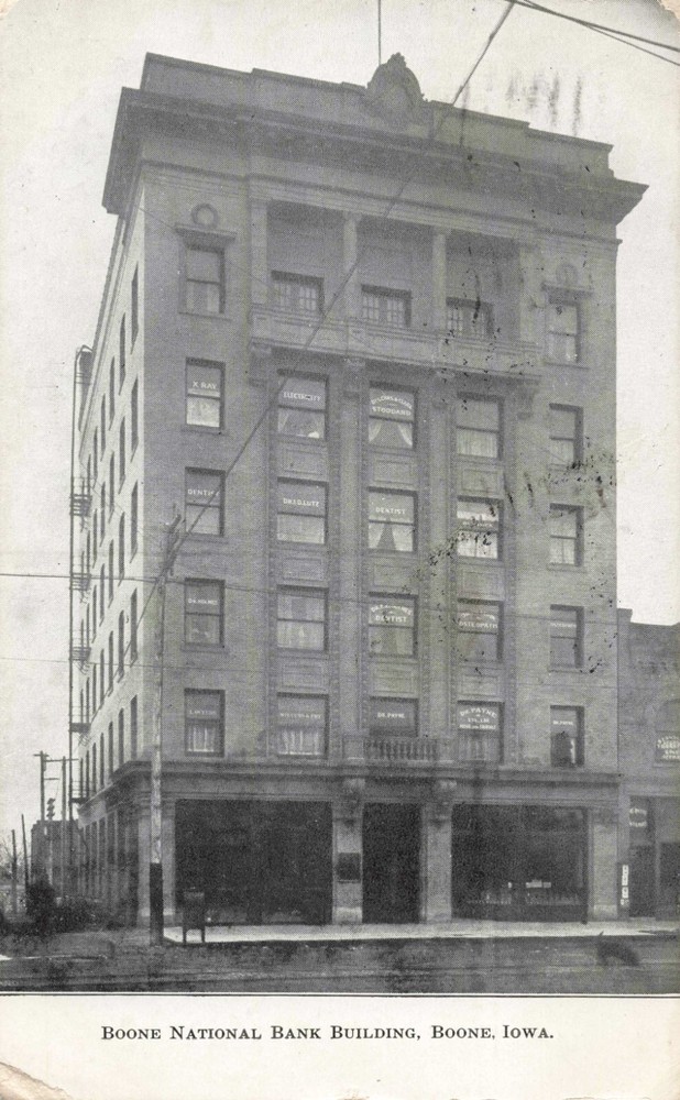 Vintage 1908 Boone National Bank Building Postcard Boone Iowa IA  