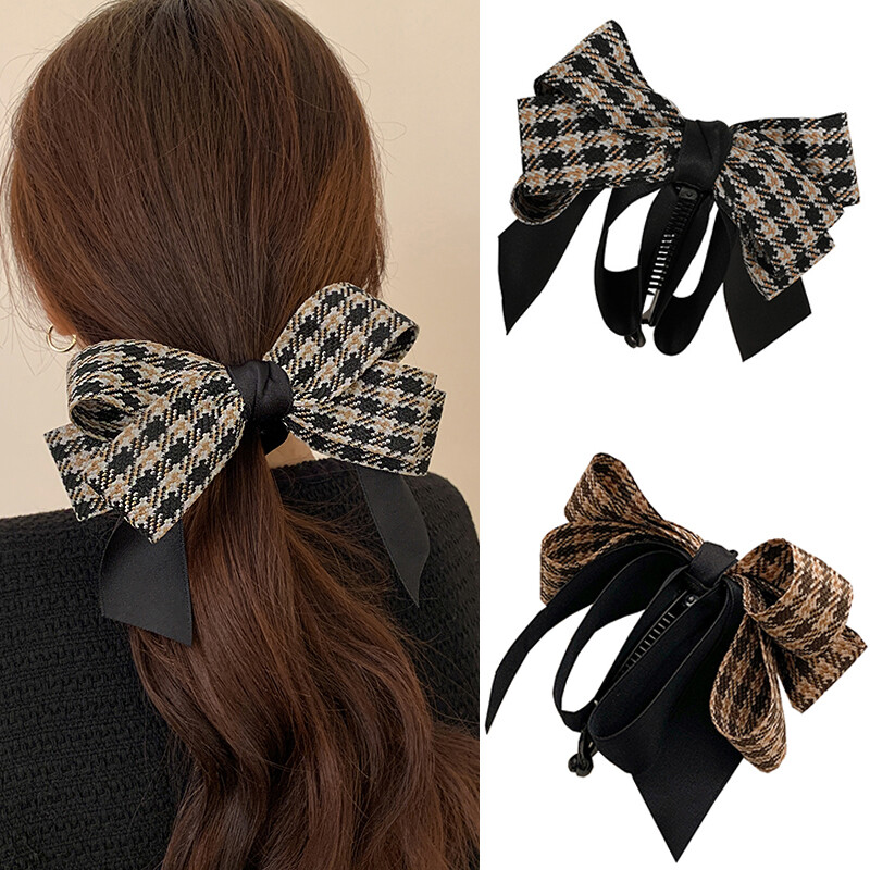 Ribbon Bow Banana Clip High Ponytail Hair Clips Hair Accessories Handmade Korea