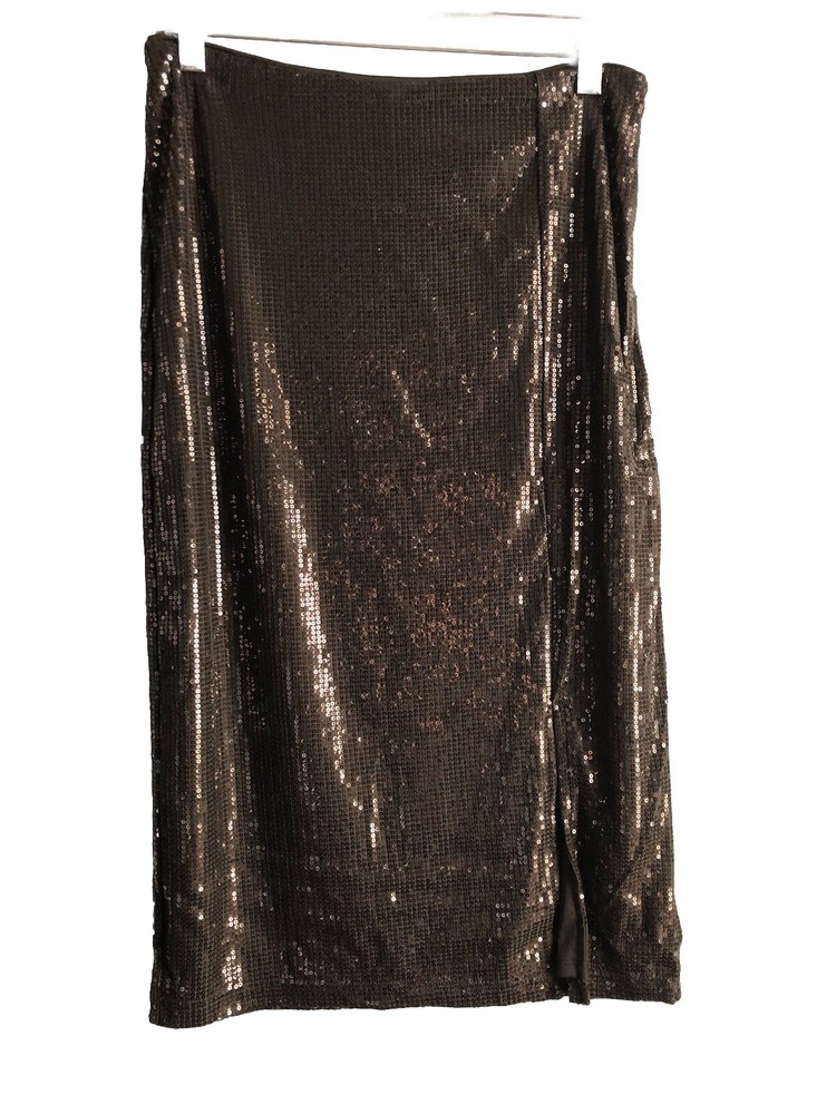 Time and Tru Womens Black Sequin Midi Skirt with Side Slit Whimsigoth Fairycore Style  