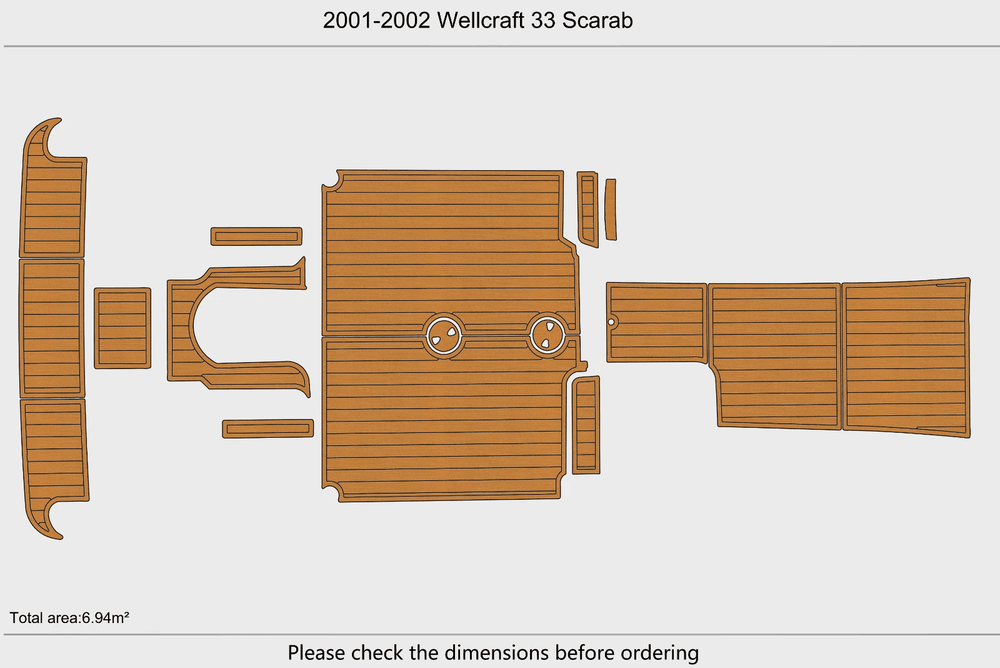 2001 Wellcraft 33 Scarab Swim Platform Cockpit EVA Pads Foam Teak Deck Flooring