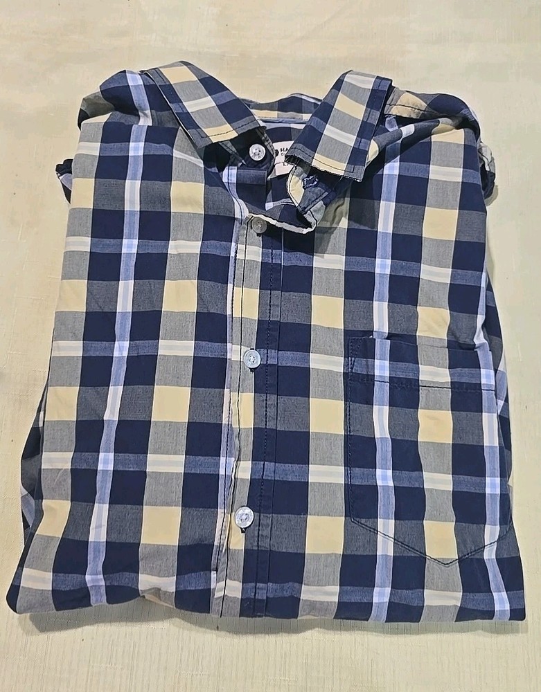 Haggar Men's Long Sleeve Plaid Button Down Shirt Size Large