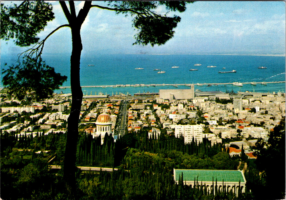 Vintage Postcard Haifa Israel Mt Carmel And City Coastal View