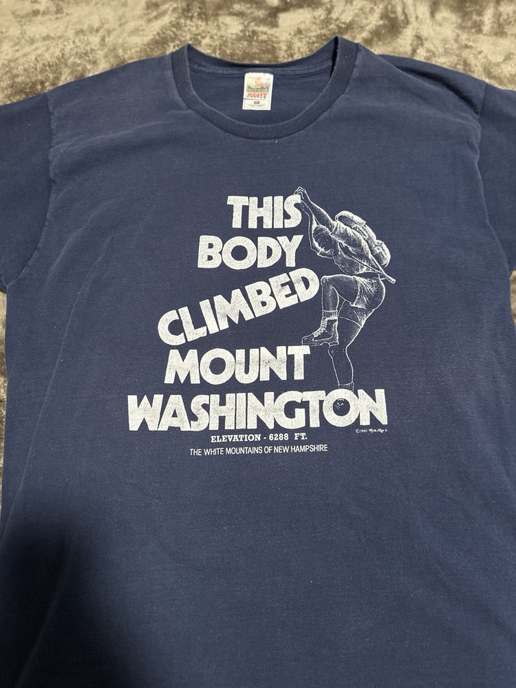 Vintage 90s 1991 Fruit Loom Heavy Mount Washington This Body Climbed T-Shirt XL