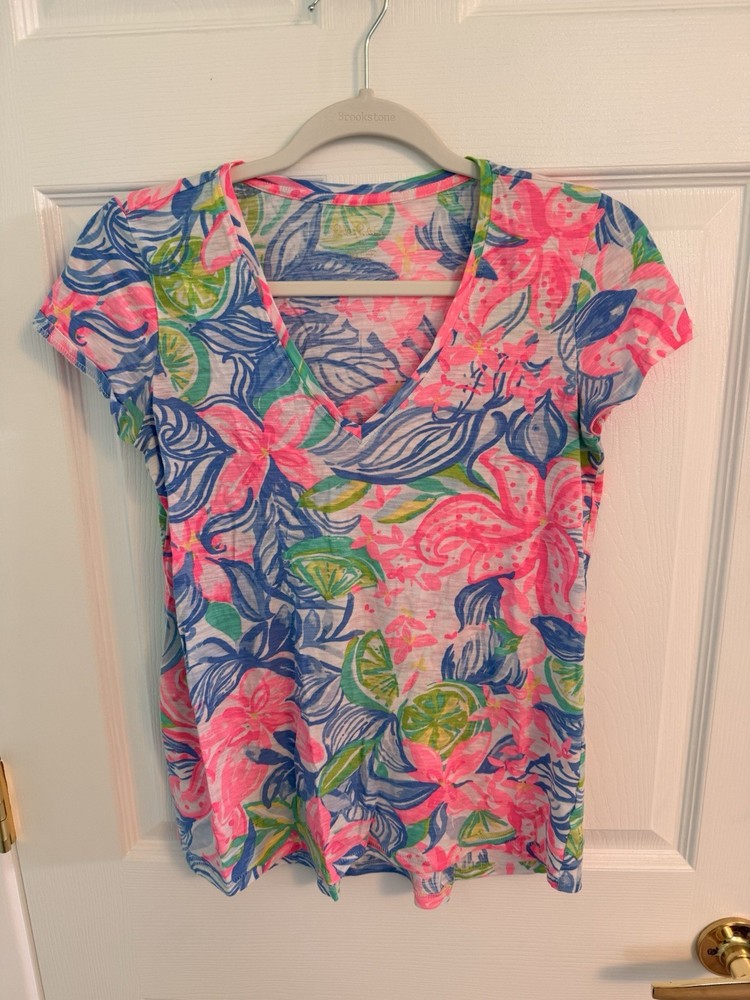 Lilly Pulitzer Etta Top Havana Cocktail Shirt Women's size XS
