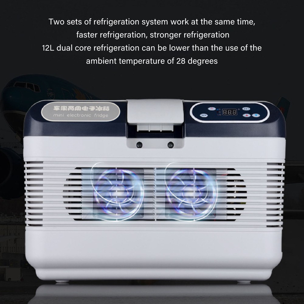 Car Refrigerator Aluminum ABS 12L RV Electric Cooler Freezer For Camping Home GB-image