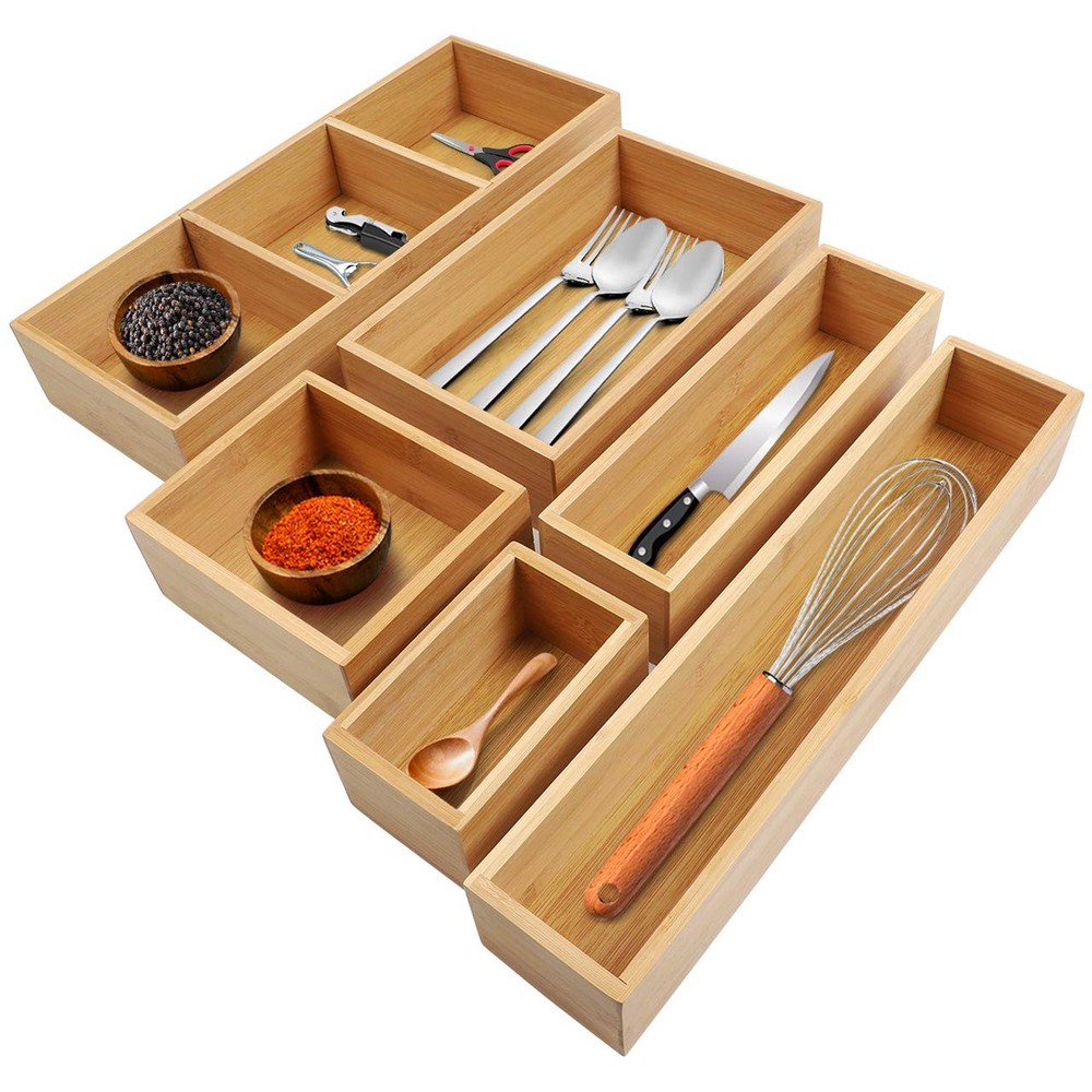 Drawer Organizer with Removable Dividers, 6 Pcs Adjustable Kitchen Drawer Org...