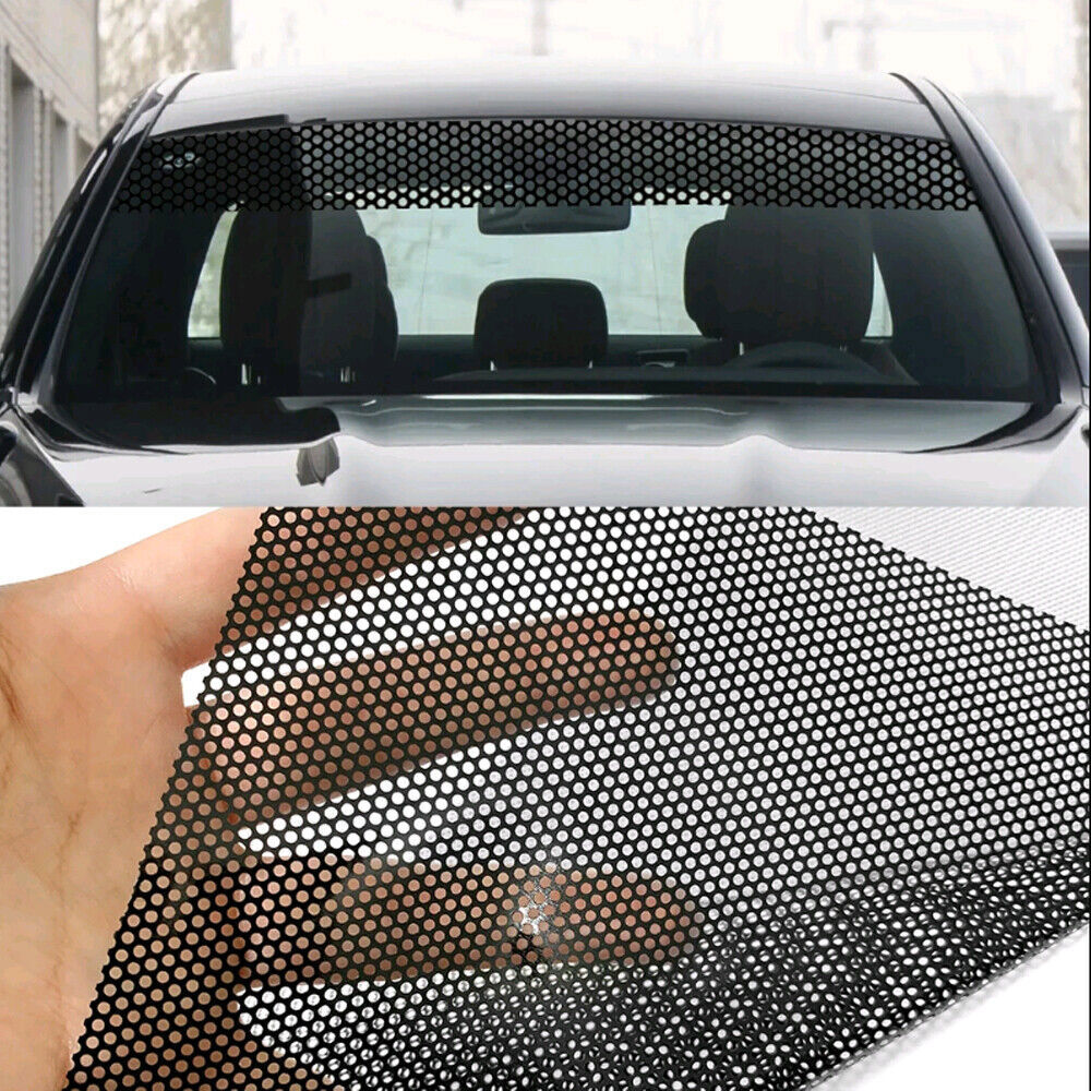 1x Black Honeycomb Window Visor Sun Strip Vinyl Sticker For Car Windshield Decor