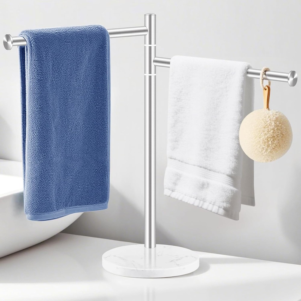 Hand Towel Holder, Stainl Steel Hand Towel Stand with Marble Base,