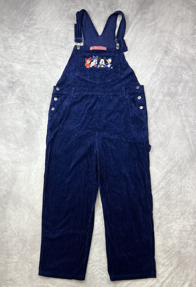 Vintage Mickey Mouse Minnie Overalls Corduroy Women Disney Embroidered 90s Sz L