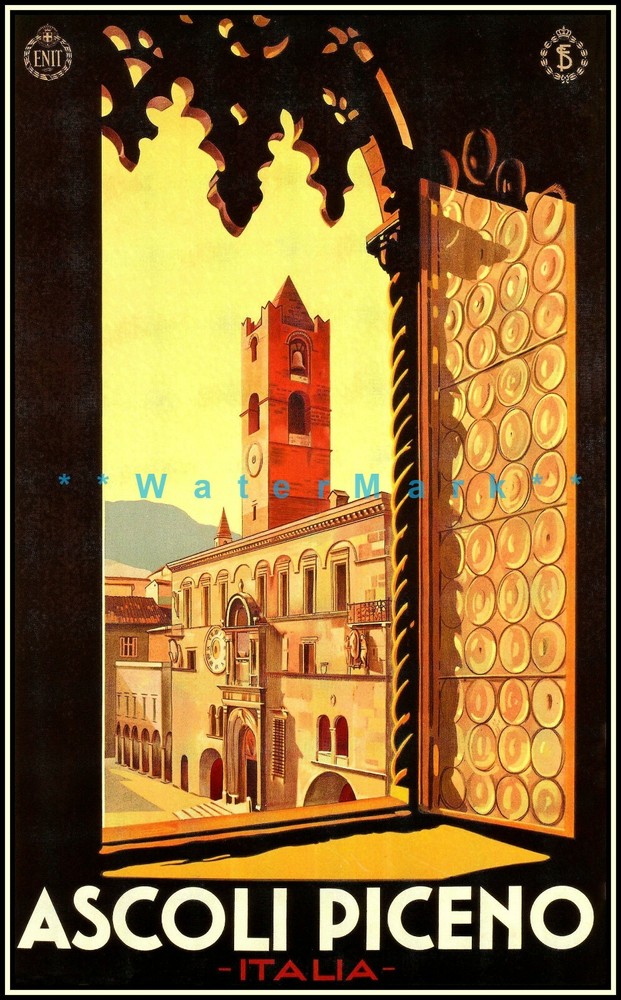 Vintage 1932 Italy Travel Poster Retro Art Print of Ascoli Piceno