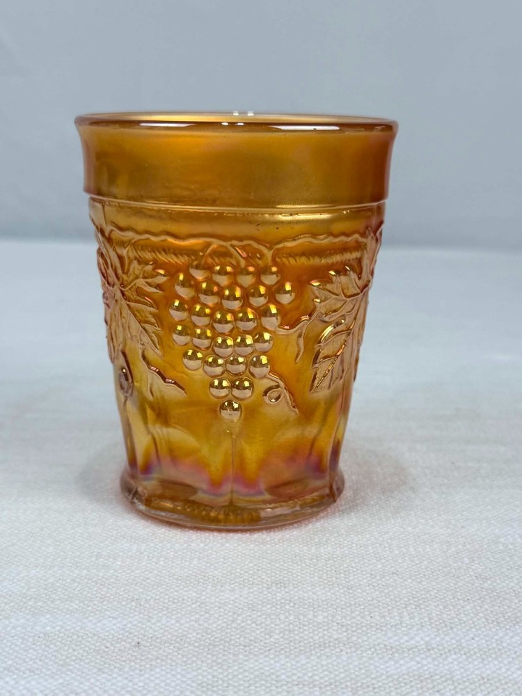 Northwood Marigold Carnival Glass Grape Arbor Tumbler