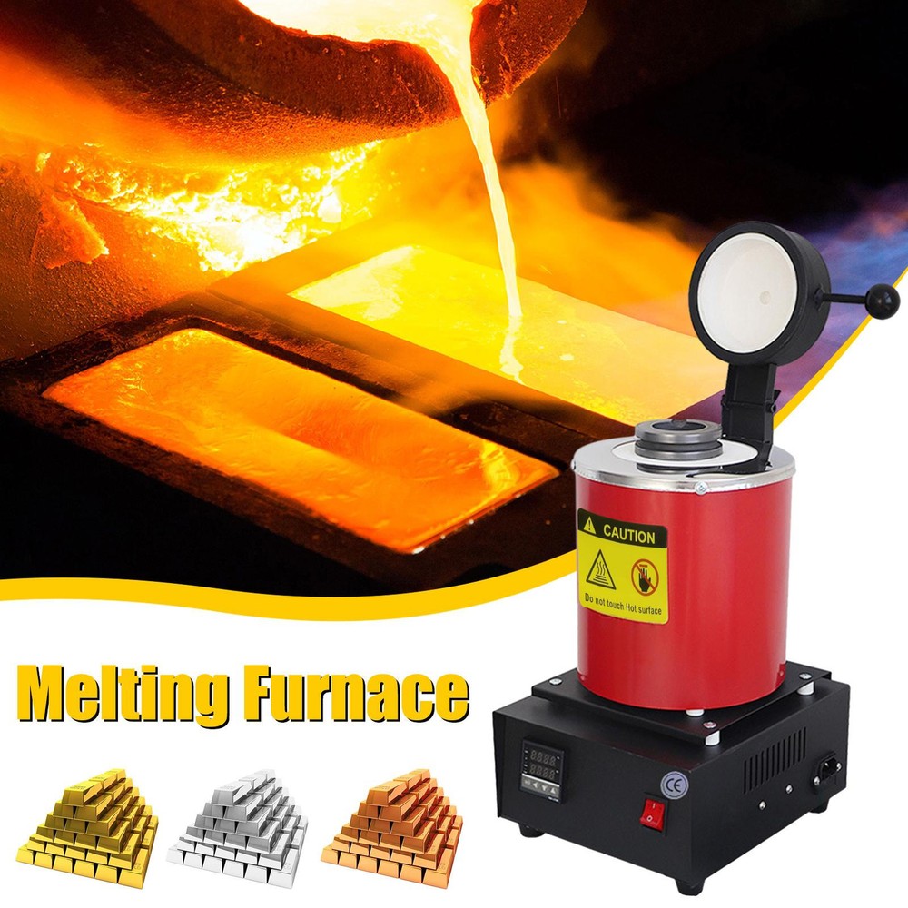 Electric Melting Furnace W/ 3KG Graphite Crucible Casting Refining Jewelry