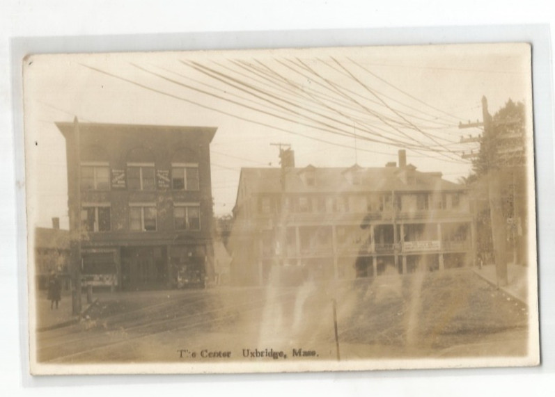 RPPC Uxbridge Massachusetts MASS MA REAL PHOTO POSTCARD THE CENTER HARDWARE RP