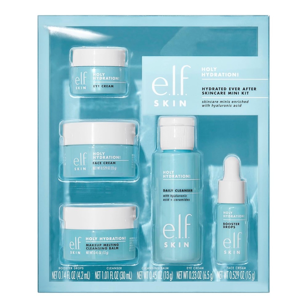 e.l.f. SKIN Holy Hydration Mini Kit, Cleanser Moisturizer Eye Cream Travel