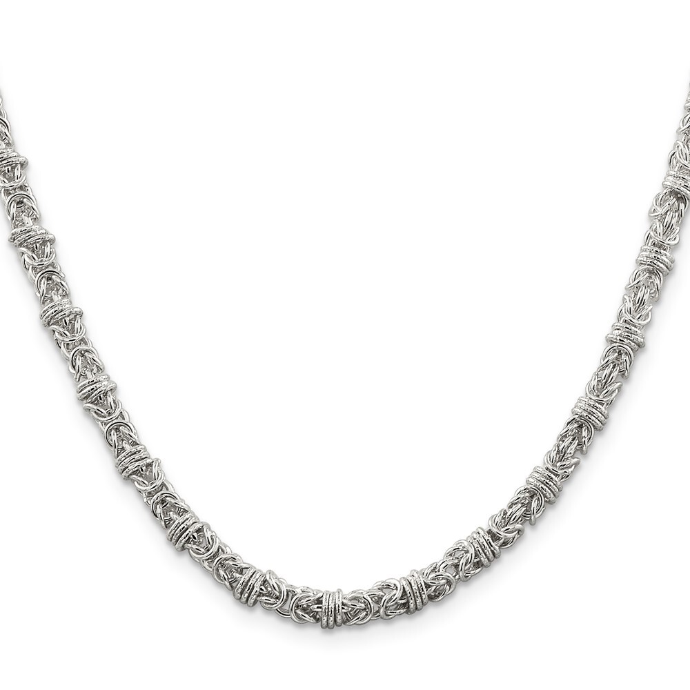 Sterling Silver 4mm Fancy Byzantine Chain Necklace 24 Inch for Women 34.27 Grams  