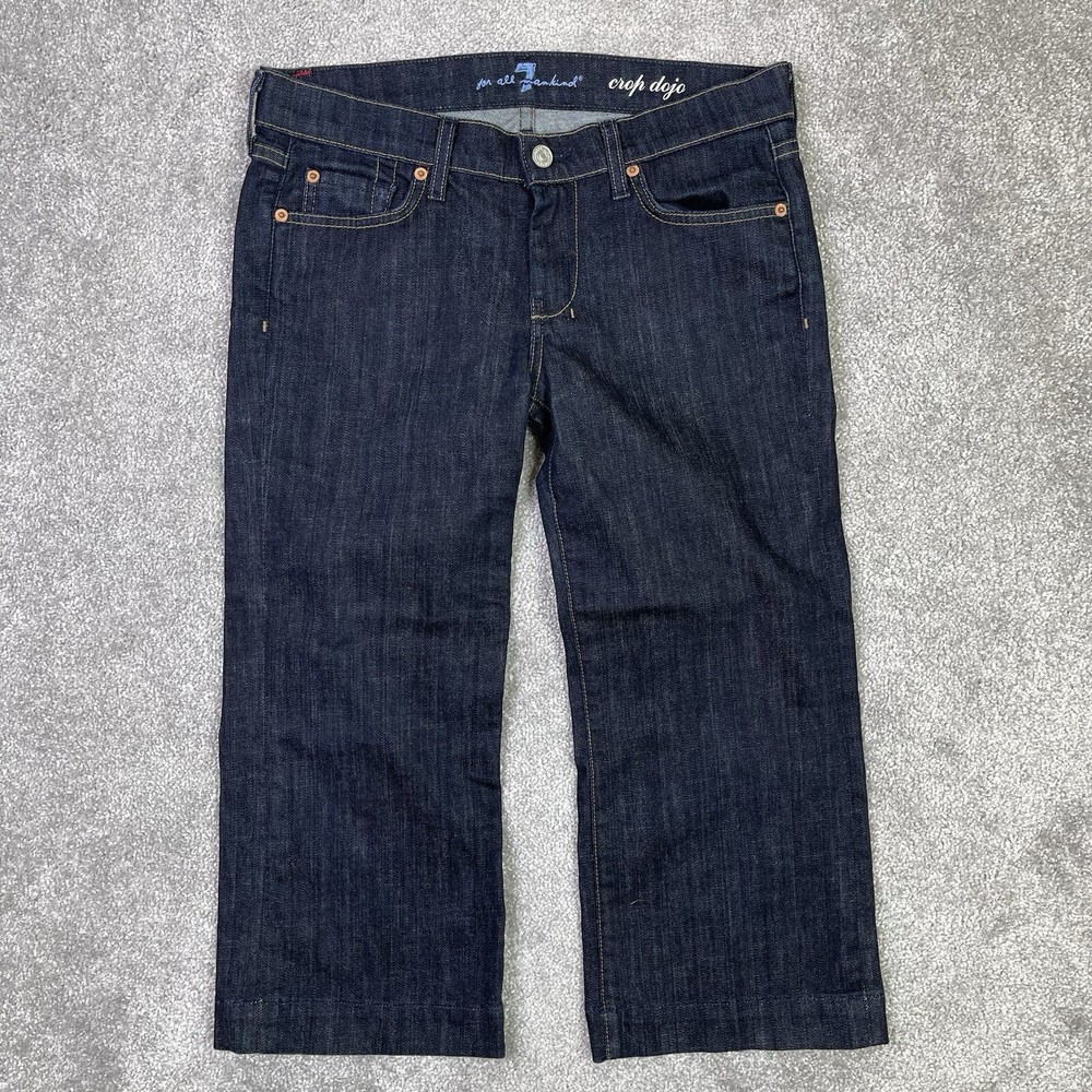7 For All Mankind Dojo Jeans Women's 28 Blue Cropped Straight Low Rise Denim