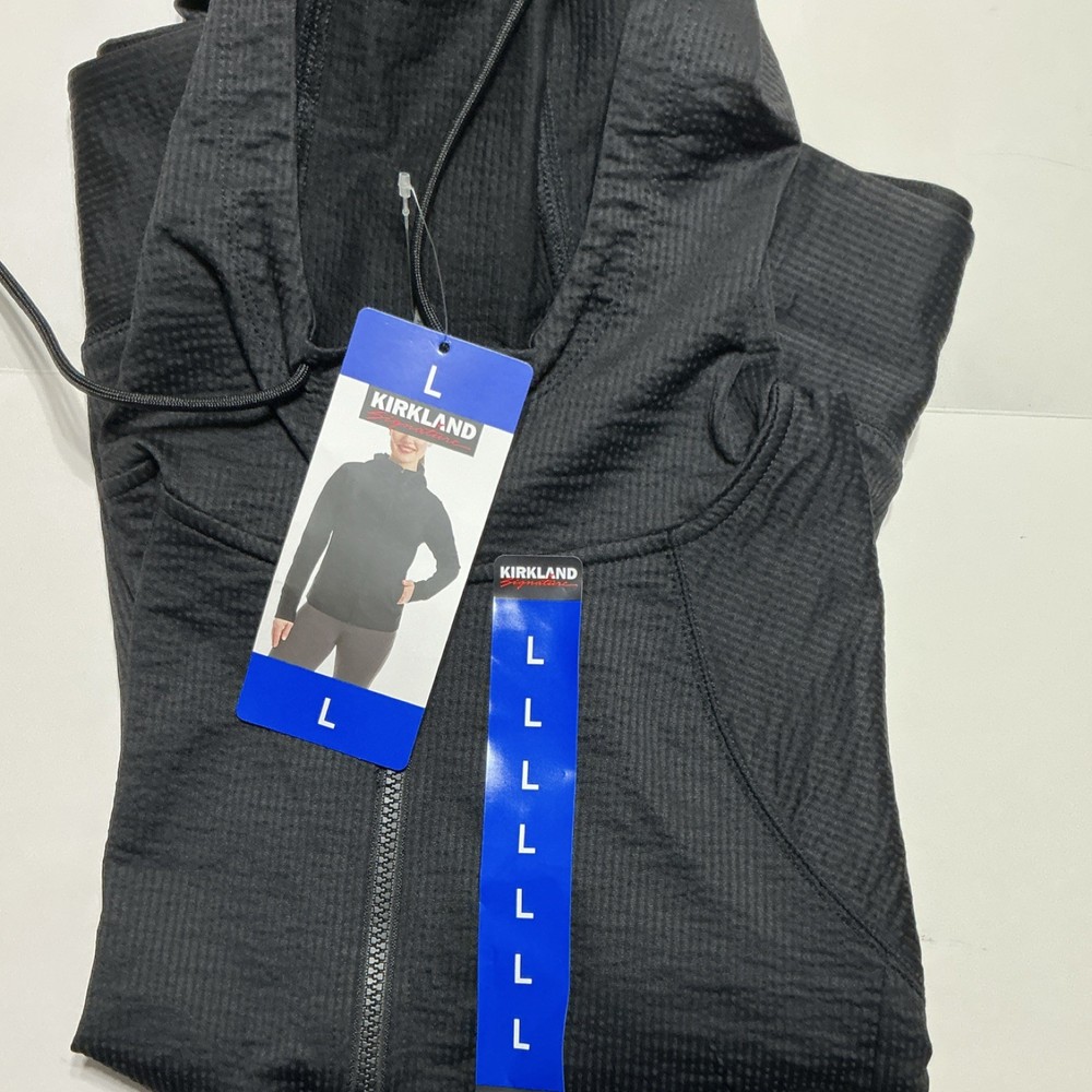 Kirkland Signature Track Jacket Women’s L Black Full Zip Pockets MPN 7771776