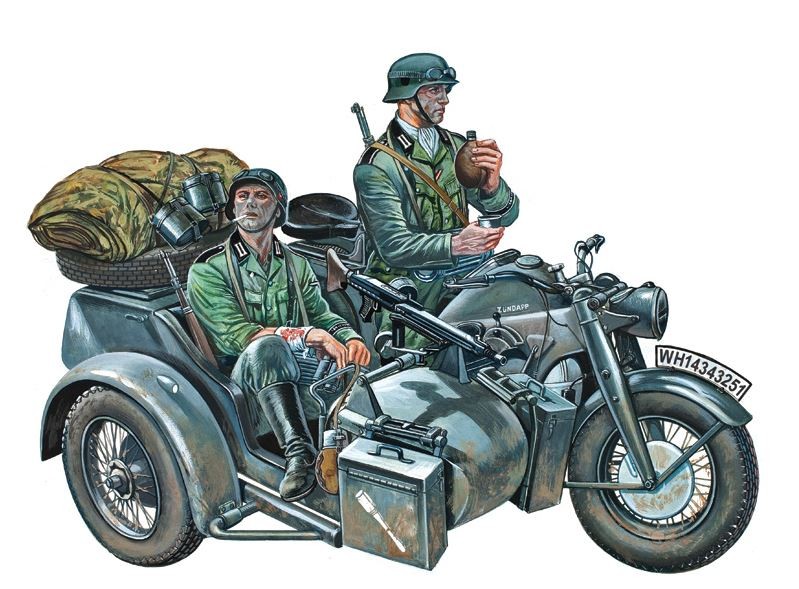 Italeri 0317 Zundapp Ks.750 Motorcycle 1/35 Scale Plastic Model Kit