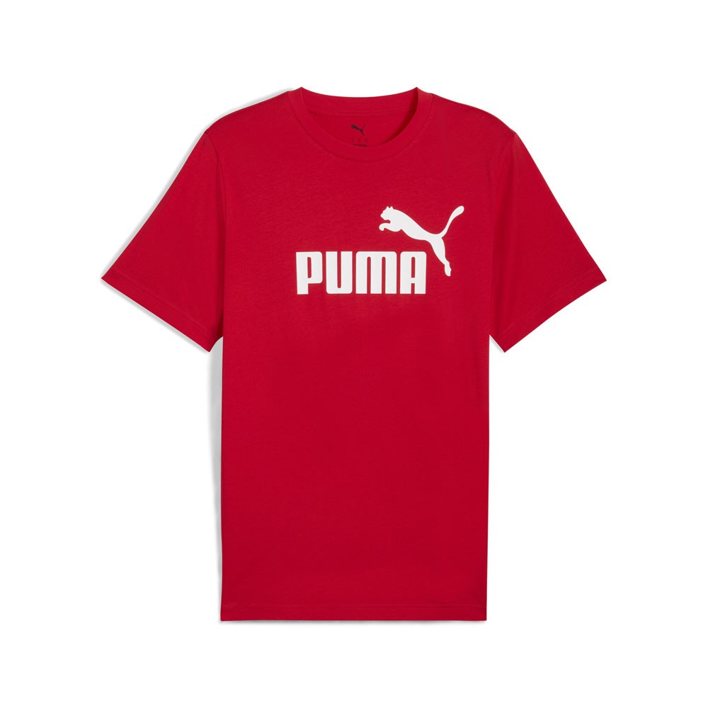 PUMA Essentials Logo Crew Neck Short Sleeve T-Shirt Mens Red Casual Tops 6825321