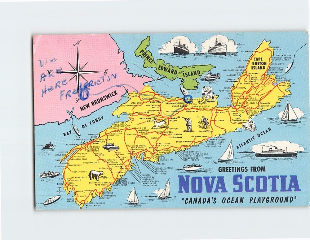 Postcard Nova Scotia Map Greetings from Nova Scotia Canada