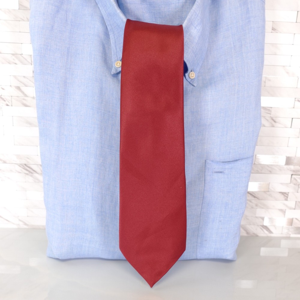 Sunlit Neck Tie Mens Red Solid Satin Glossy Shiny Basic Formal Groom Tuxedo