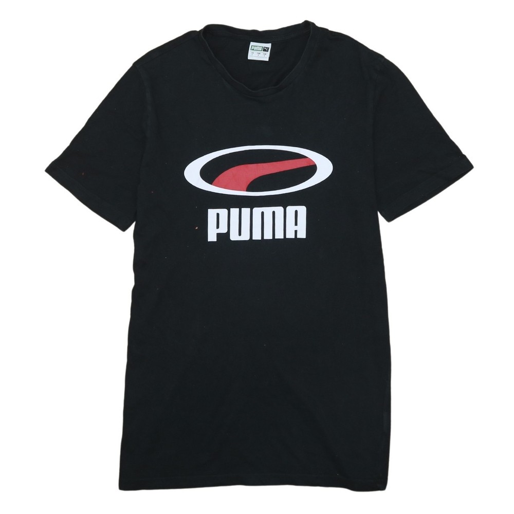 Puma Mens T Shirt Black Cotton Jersey Big Logo Sports Graphic Print Tee Top S