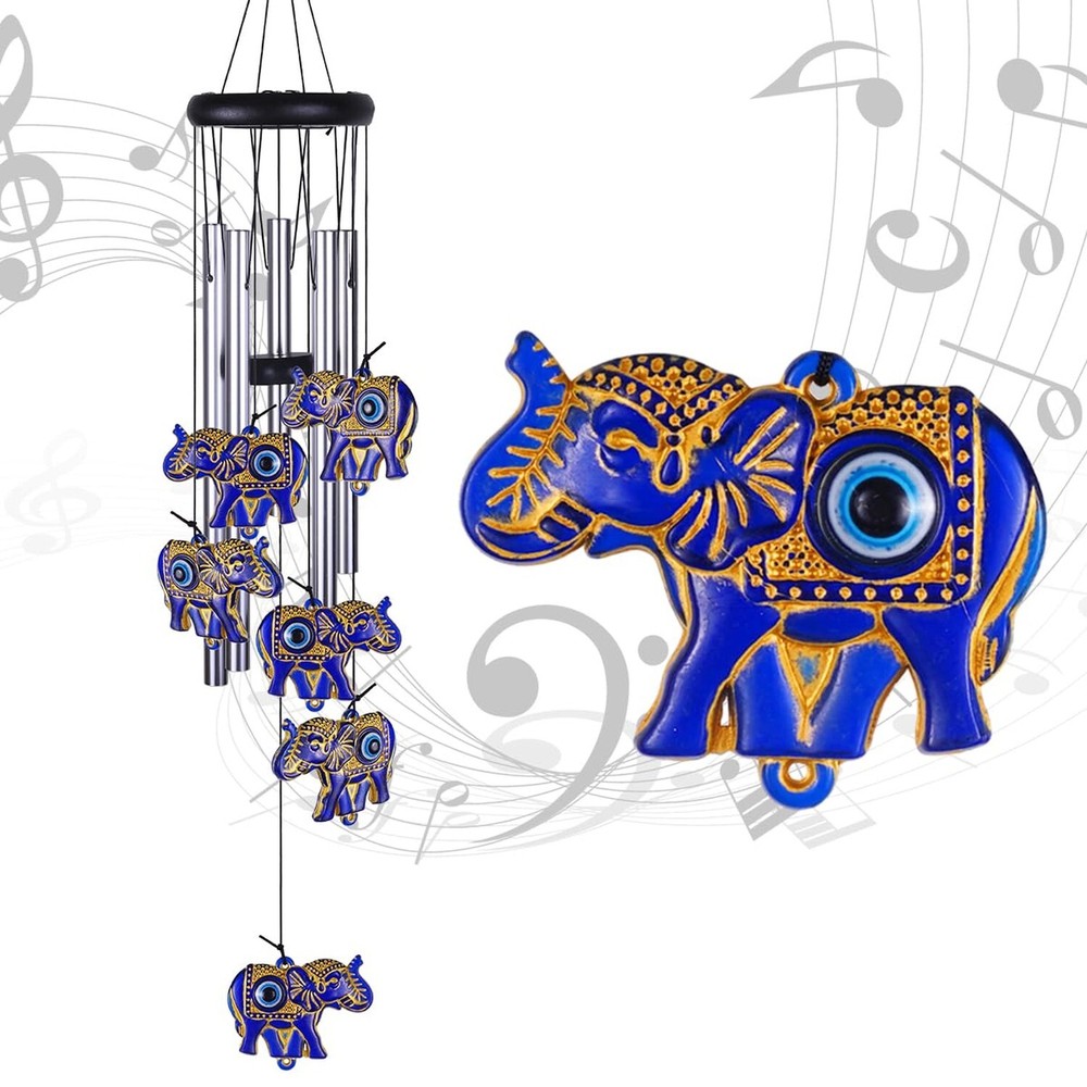 Elephants Wind Chimes Outdoor/Indoor Decoration - Hand-Made Elephant Wind Cat...